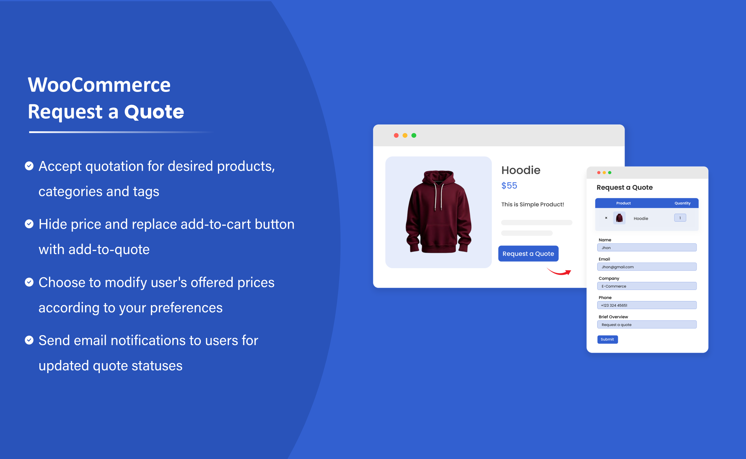Woocommerce request by addify