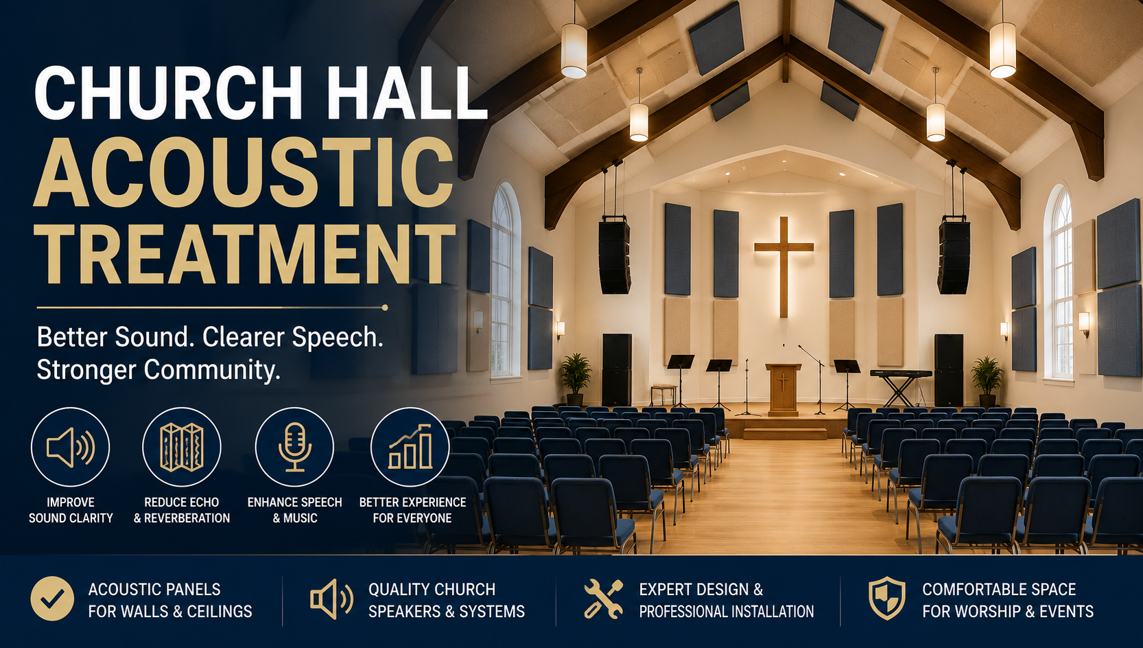 church hall acoustic treatment for peaceful worship