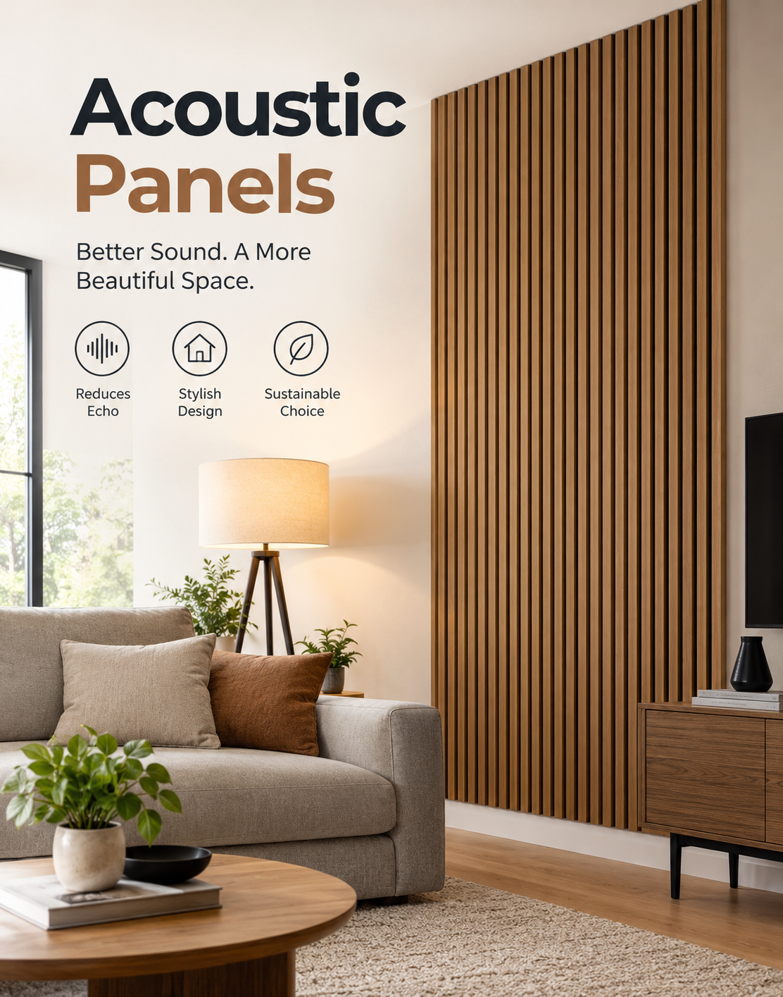 Stylish Acoustic Panels for Cozy Living and functional wall