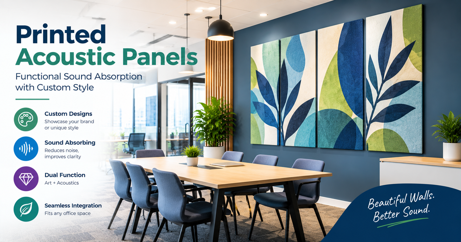 acoustic printed panels create Combining functionality with design
