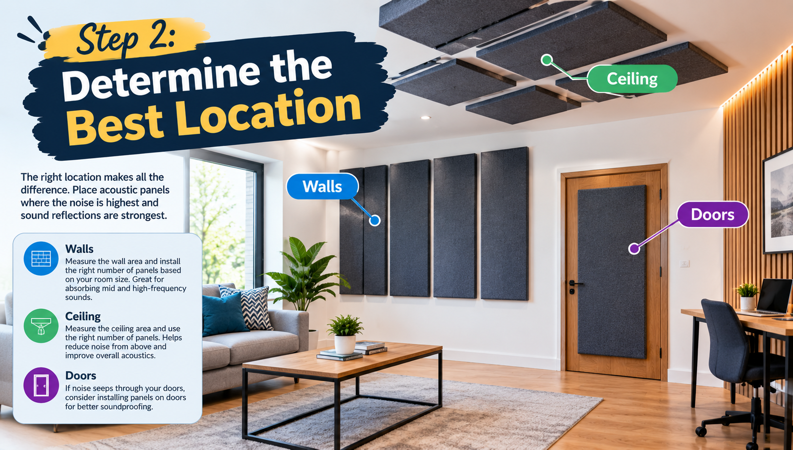 install sound absorbing panels for reducing noise